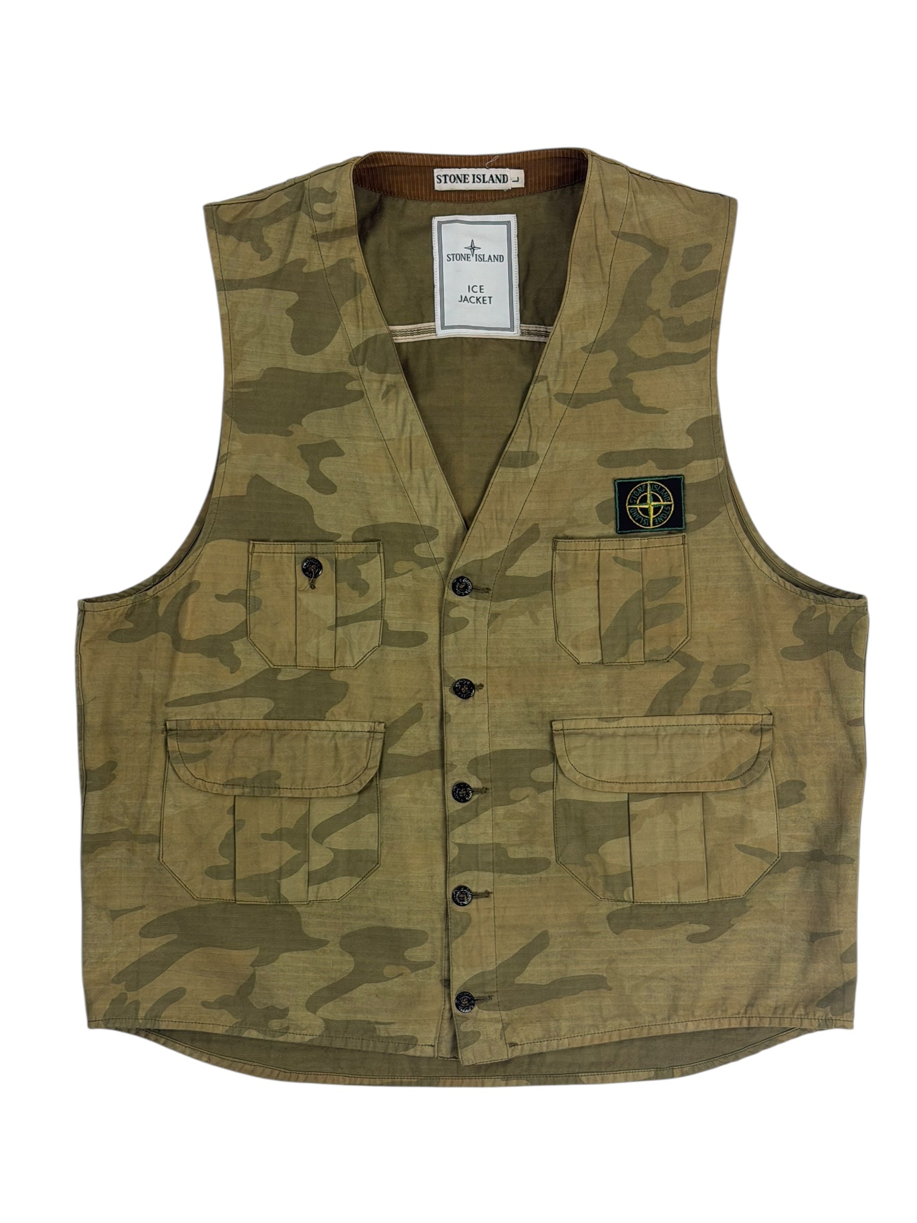 トップス Stone  80s Ice Jacket Camo Vests M Stone Island 1990 Ice Jacket Camo Vest – RE:BOURN