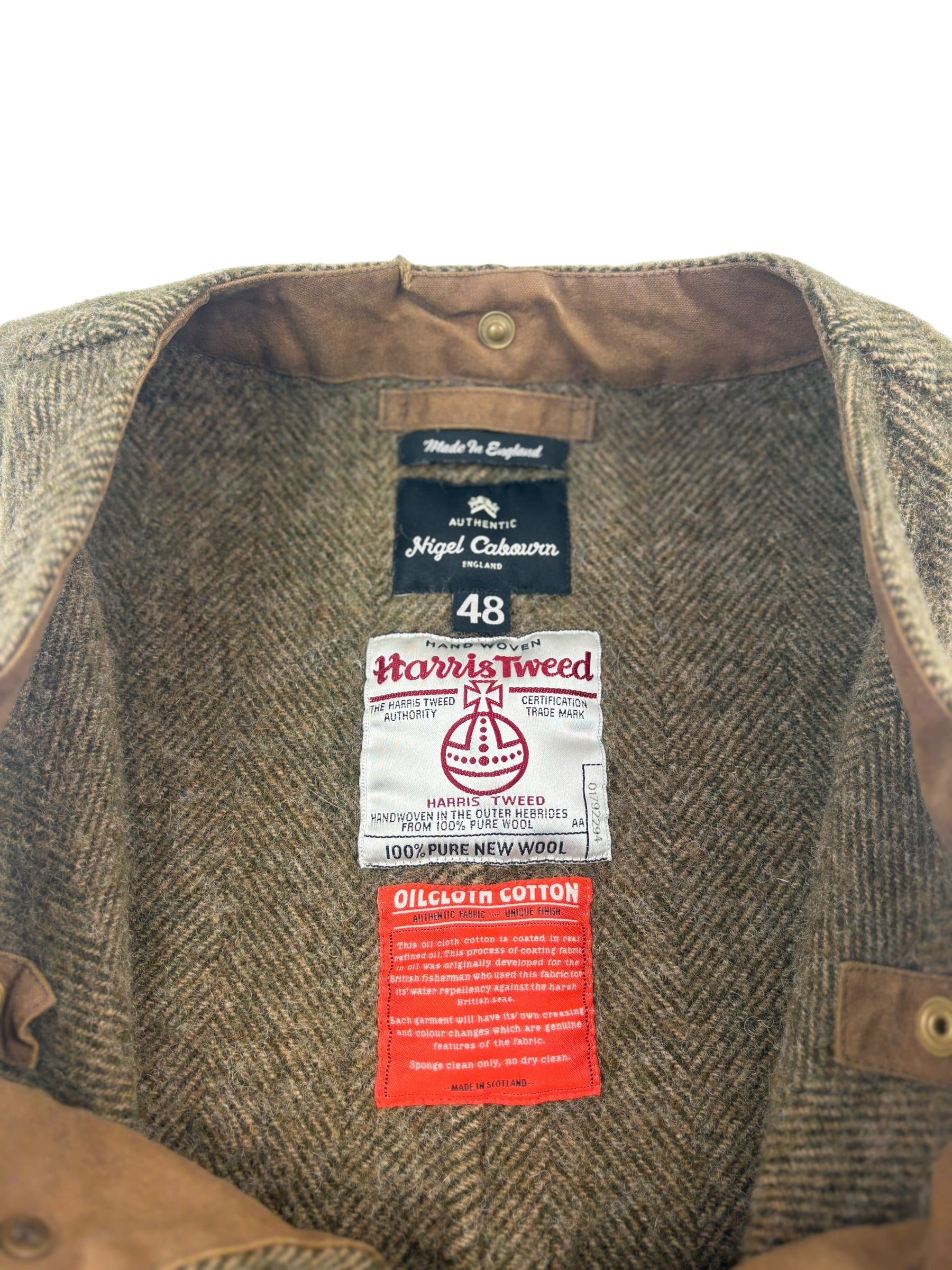 Nigel Cabourn Authentic Oil Cloth Harris Tweed Waistcoat