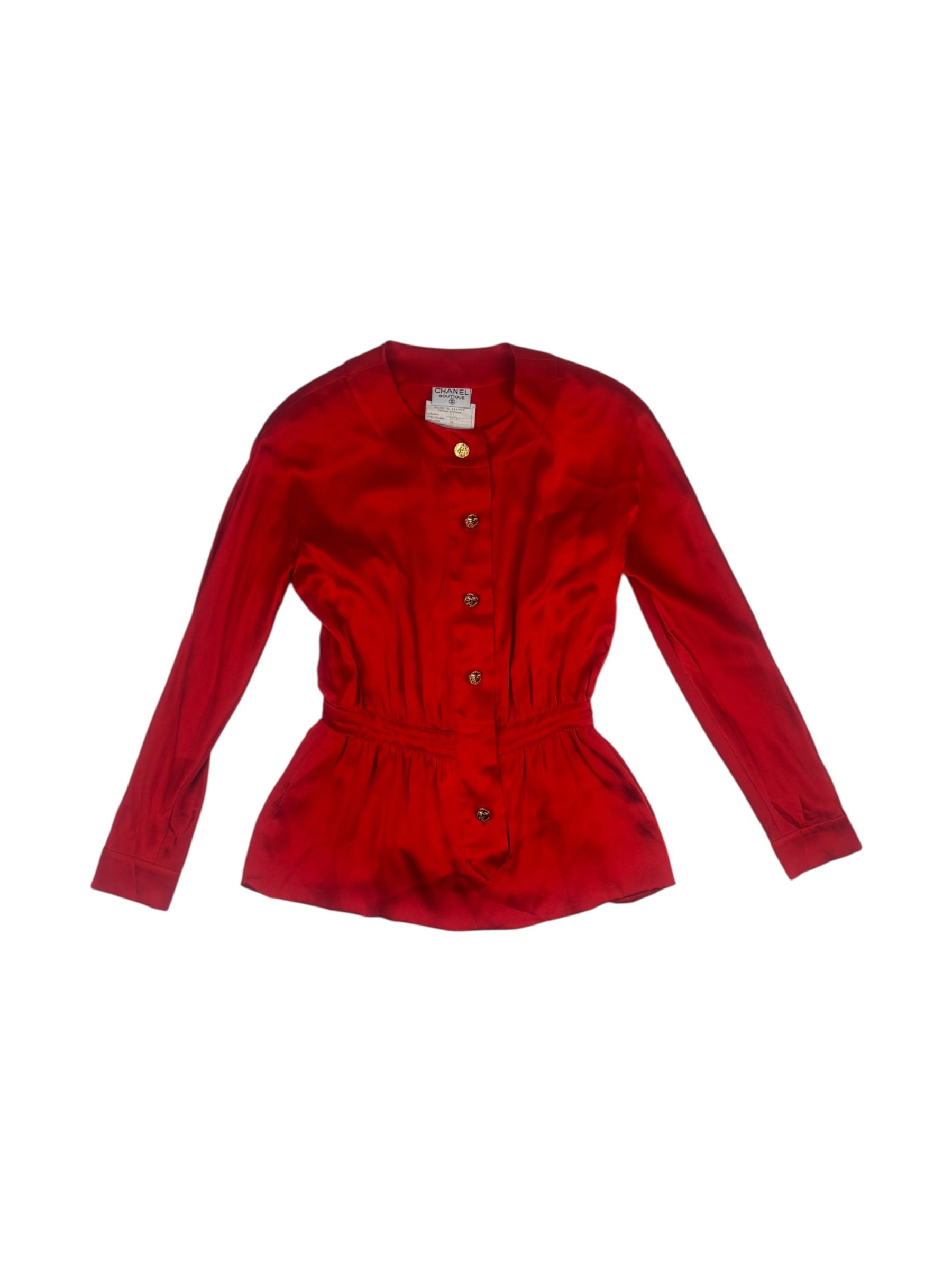 Chanel Boutique Spring / 1983 Silk Blouse, Trouser & Belt Set