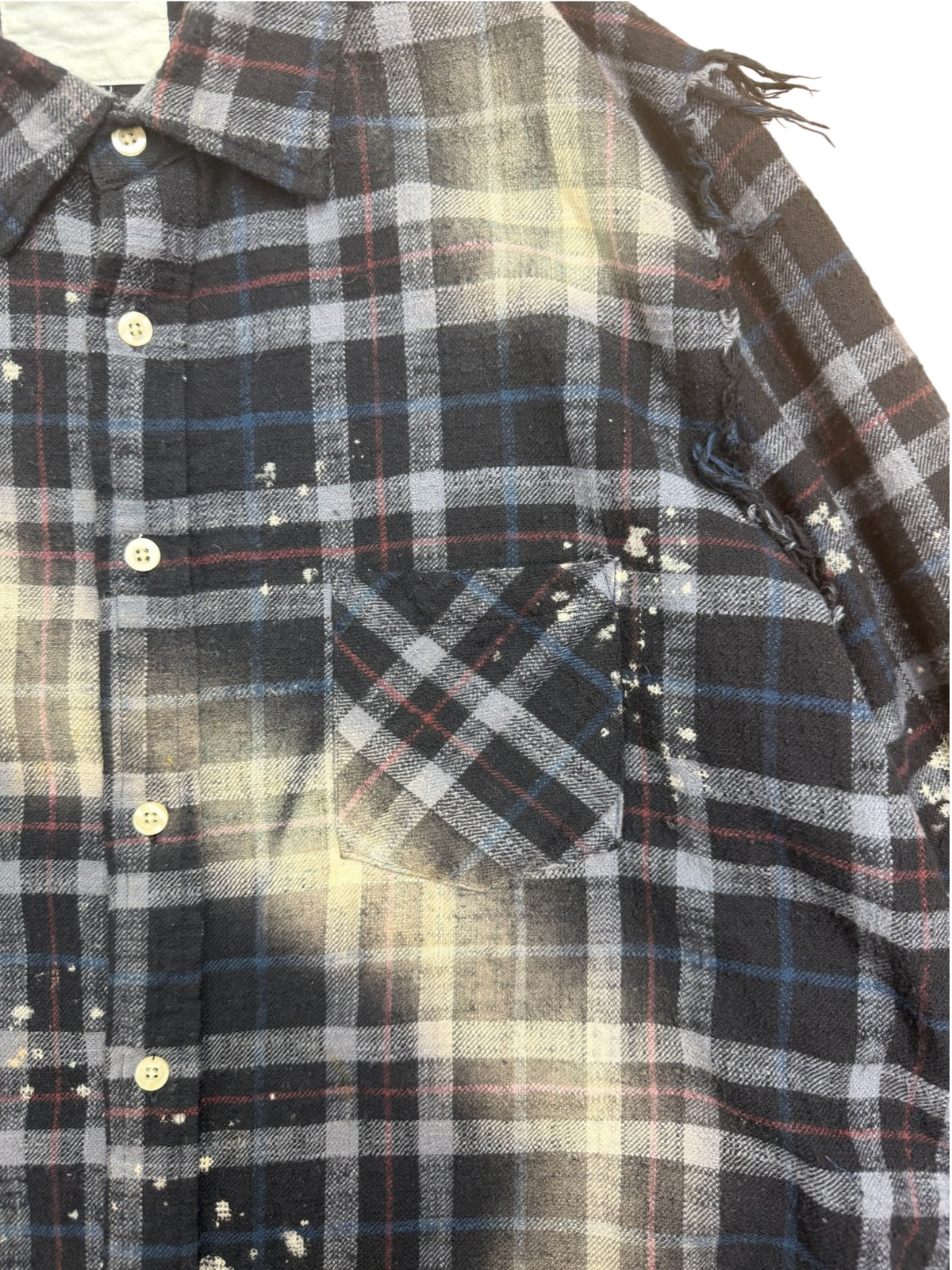 R13 Distressed Bleached Plaid Shirt