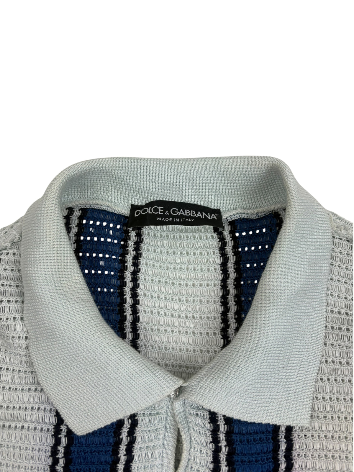 Dolce & Gabbana 2000s Striped Open Knit Polo Shirt