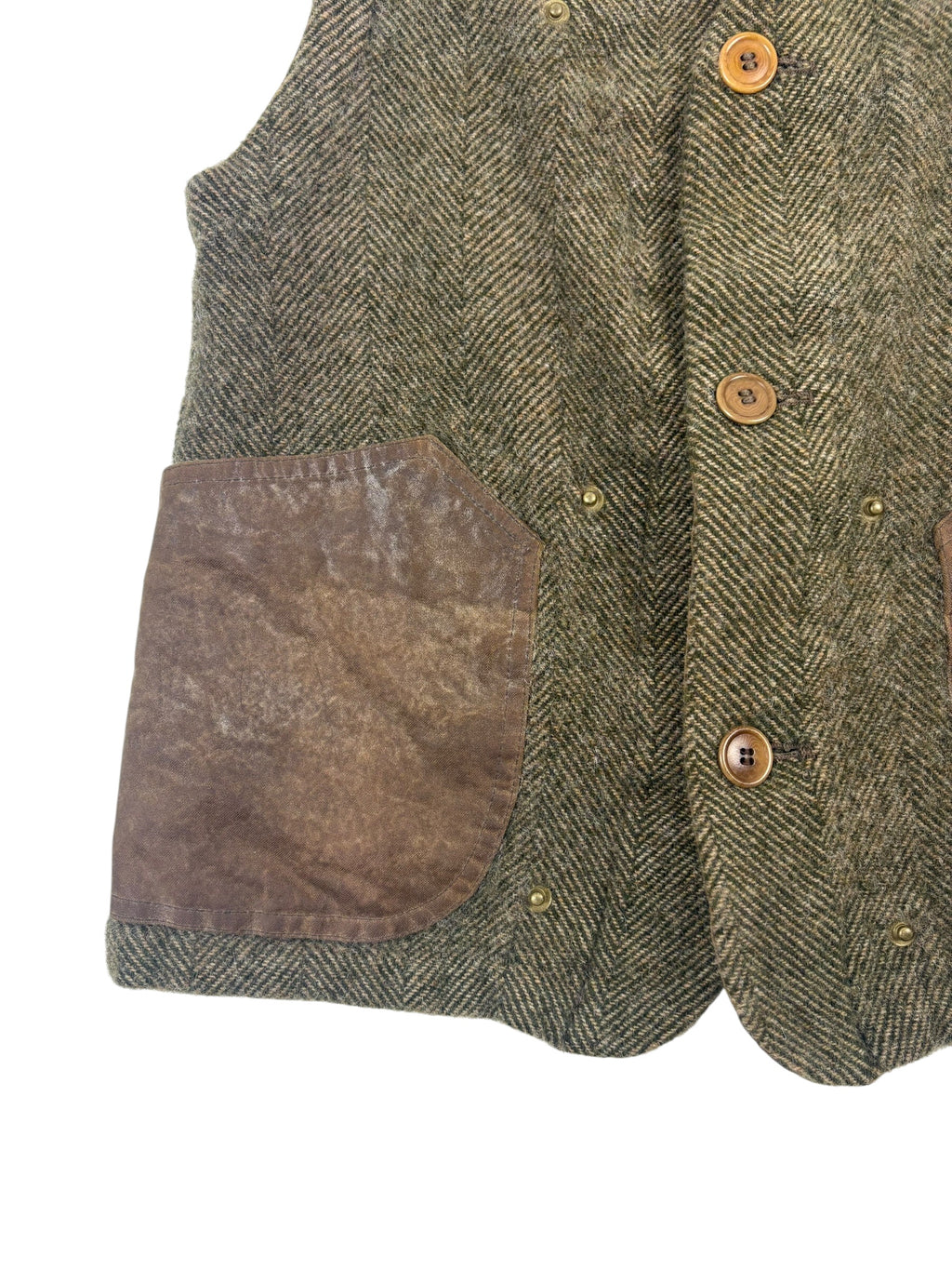 Nigel Cabourn Authentic Oil Cloth Harris Tweed Waistcoat