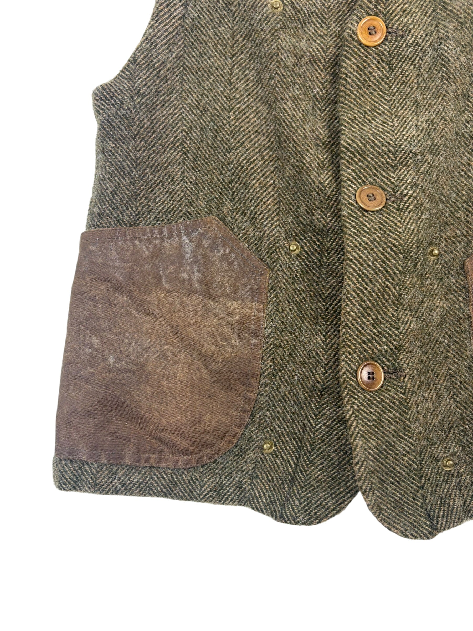 Nigel Cabourn Authentic Oil Cloth Harris Tweed Waistcoat