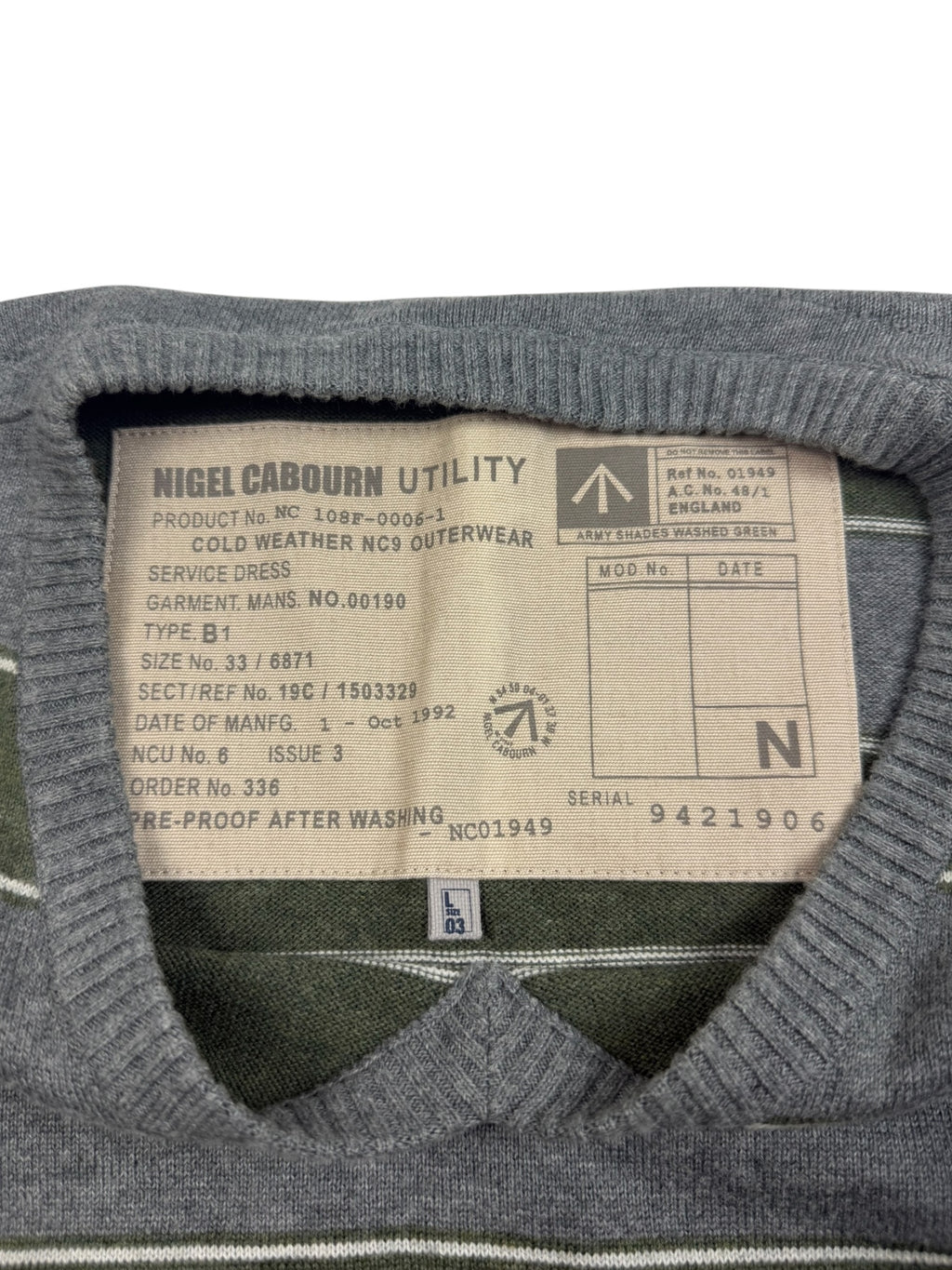 Nigel Cabourn 2000’s Utility Striped V-Neck Sweatshirt