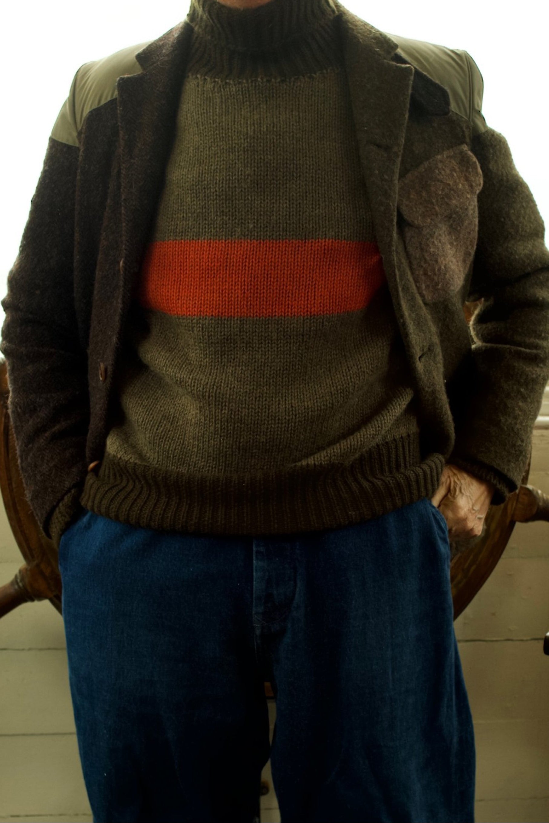 Nigel Cabourn Authentic Wool Roll Neck Knit