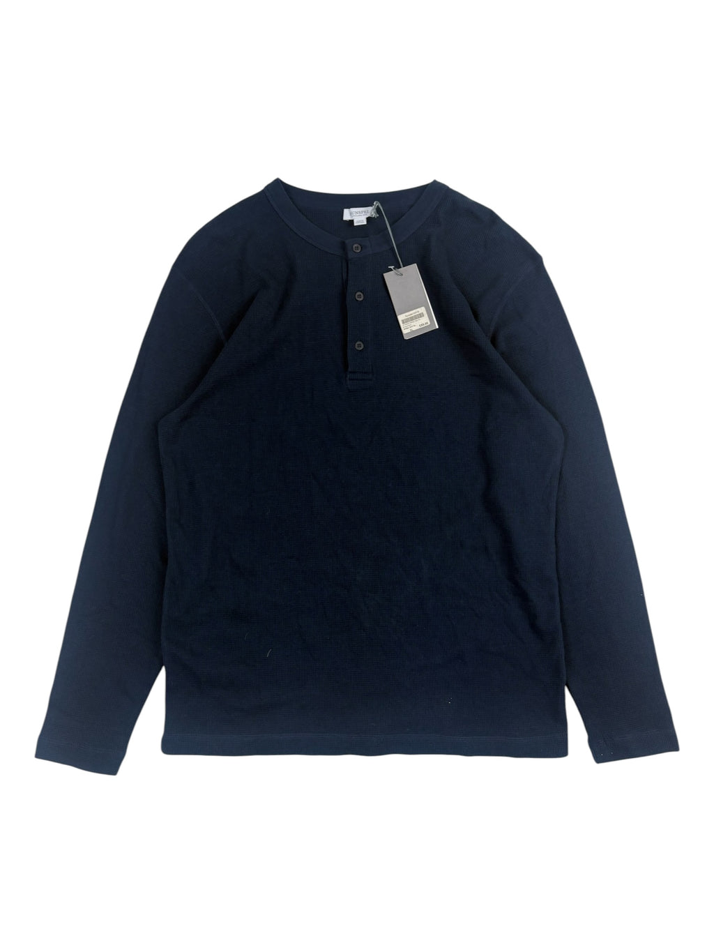 Sunspel Long Sleeve Waffle Henley Shirt