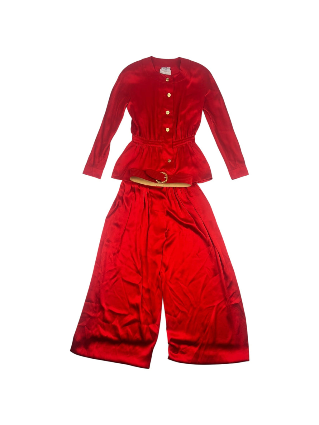 Chanel Boutique Spring / 1983 Silk Blouse, Trouser & Belt Set