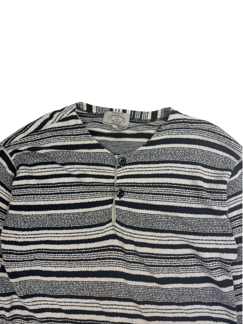 Armani Jeans 90s Striped Knit Henley POH Sweater