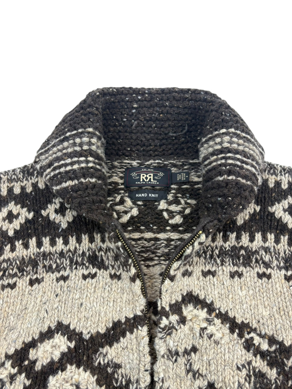RRL Intarsia Shawl Collar Zip-Up Cardigan