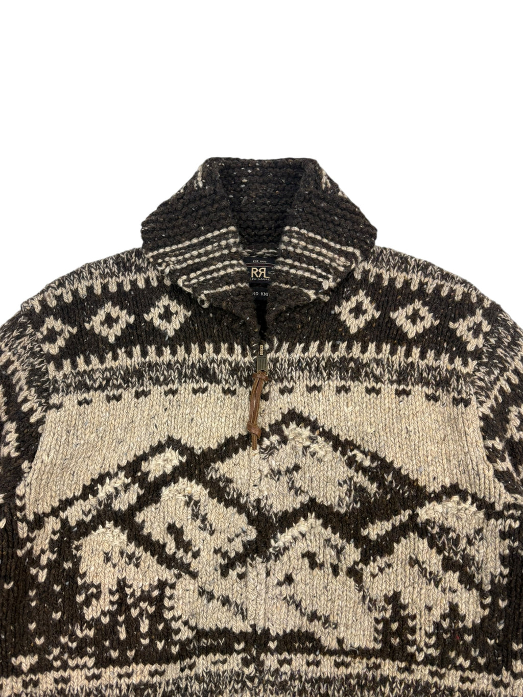 RRL Intarsia Shawl Collar Zip-Up Cardigan