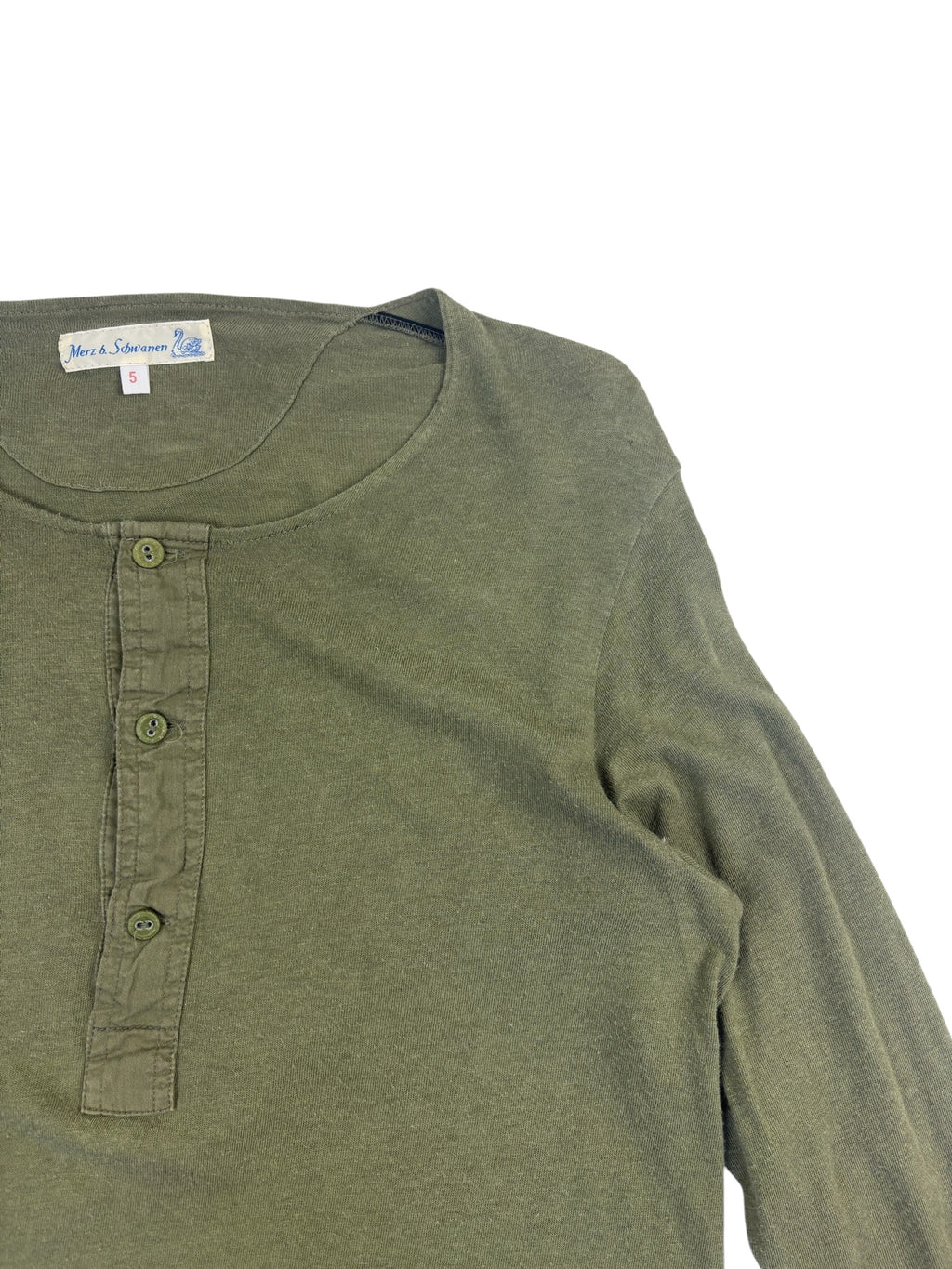 Merz B Schwanen 206 Army Green Henley Long Sleeve T-Shirt