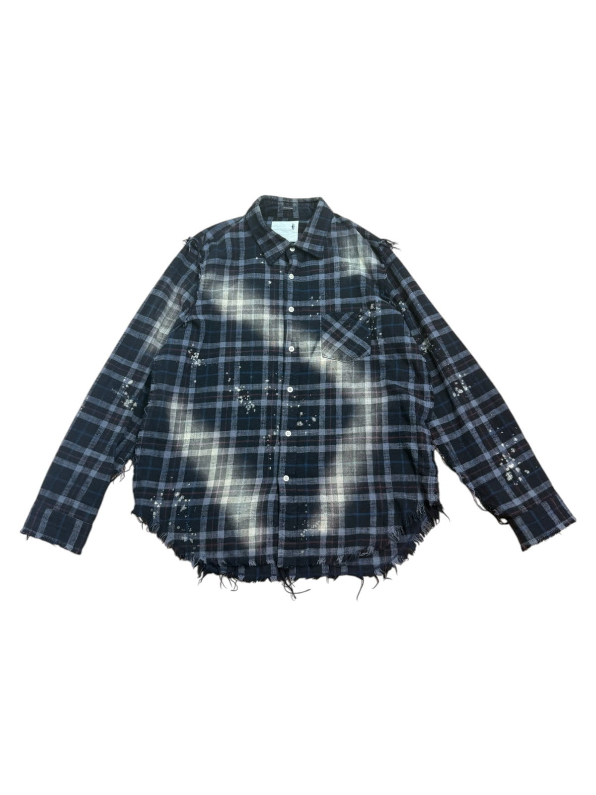 R13 Distressed Bleached Plaid Shirt