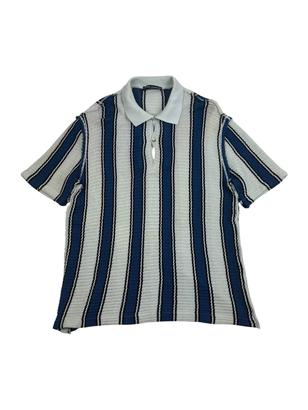 Dolce & Gabbana 2000s Striped Open Knit Polo Shirt