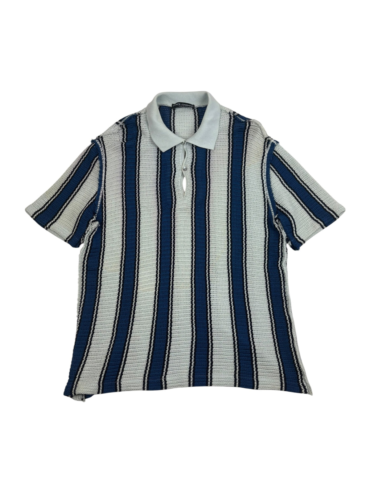 Dolce & Gabbana 2000s Striped Open Knit Polo Shirt