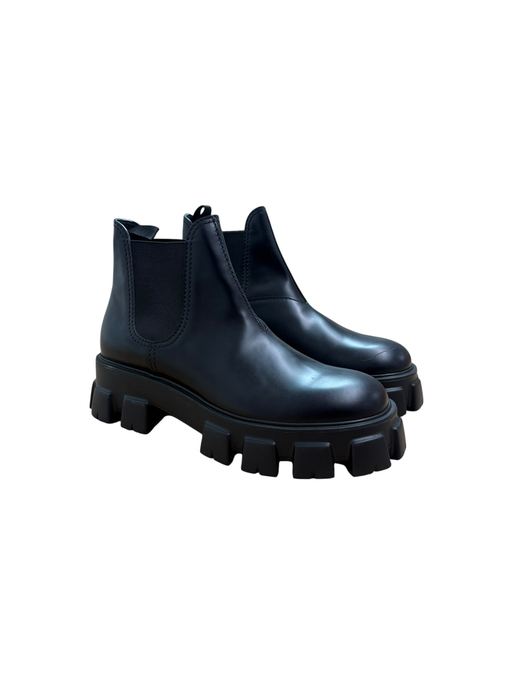 Prada Monolith Brushed Leather Chelsea Boots