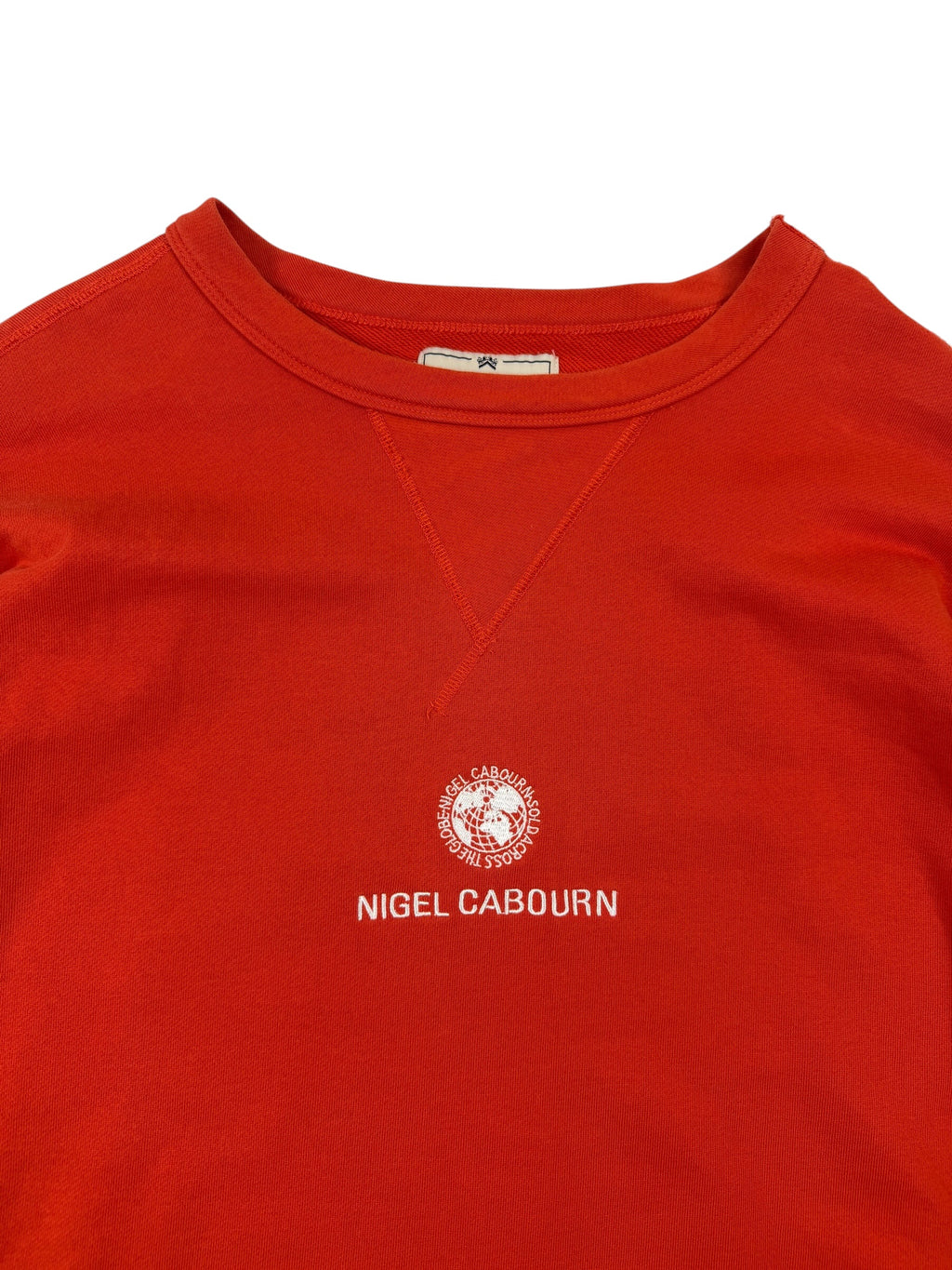 Nigel Cabourn Army Gym Embroidered Globe Orange Sweater