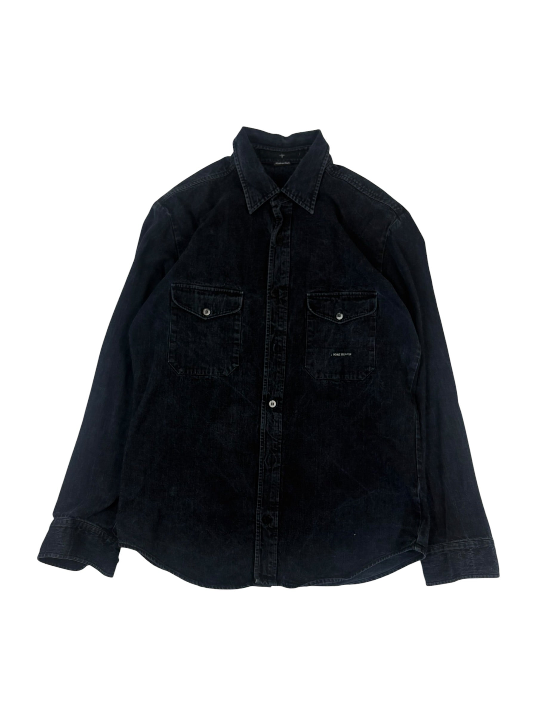 Stone Island Denims Black Washed Denim Shirt