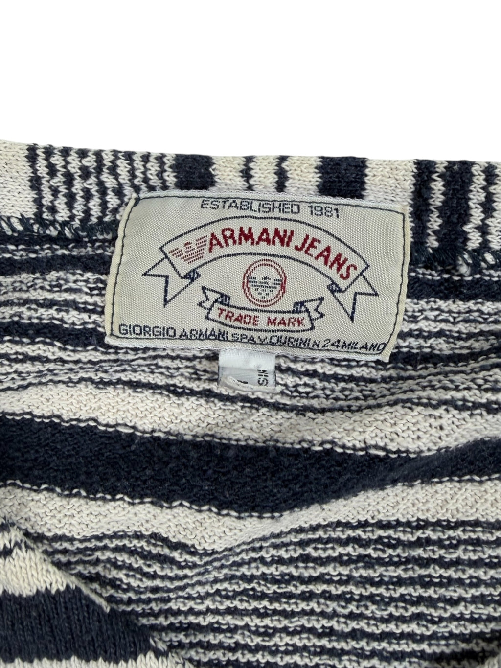 Armani Jeans 90s Striped Knit Henley POH Sweater