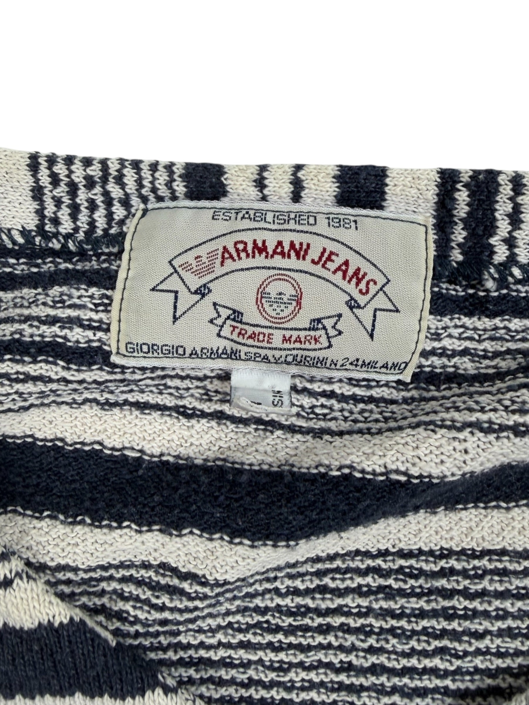 Armani Jeans 90s Striped Knit Henley POH Sweater