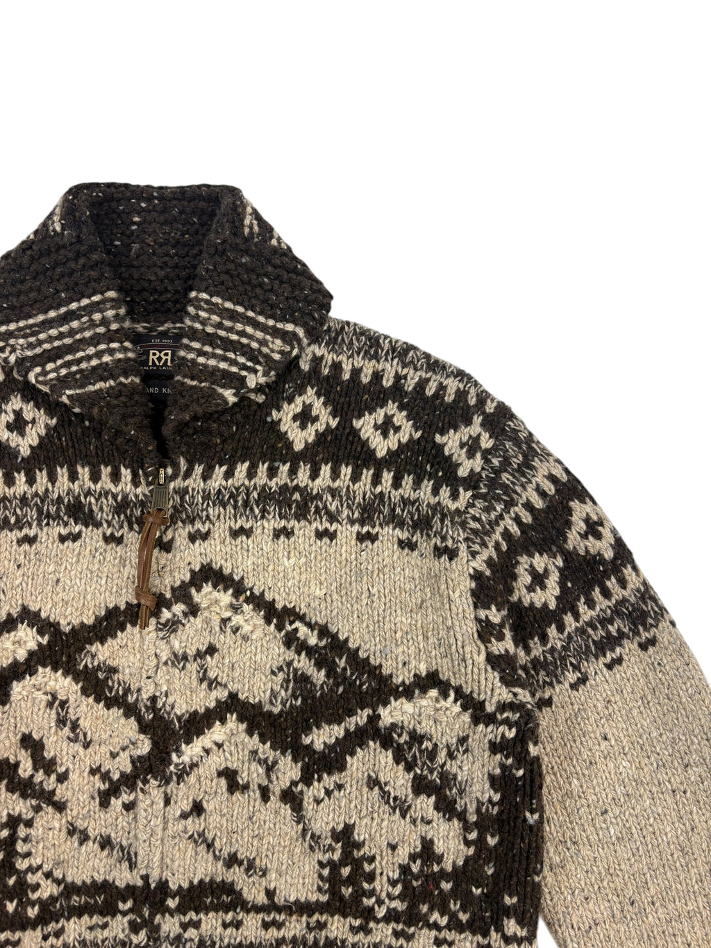 RRL Intarsia Shawl Collar Zip-Up Cardigan