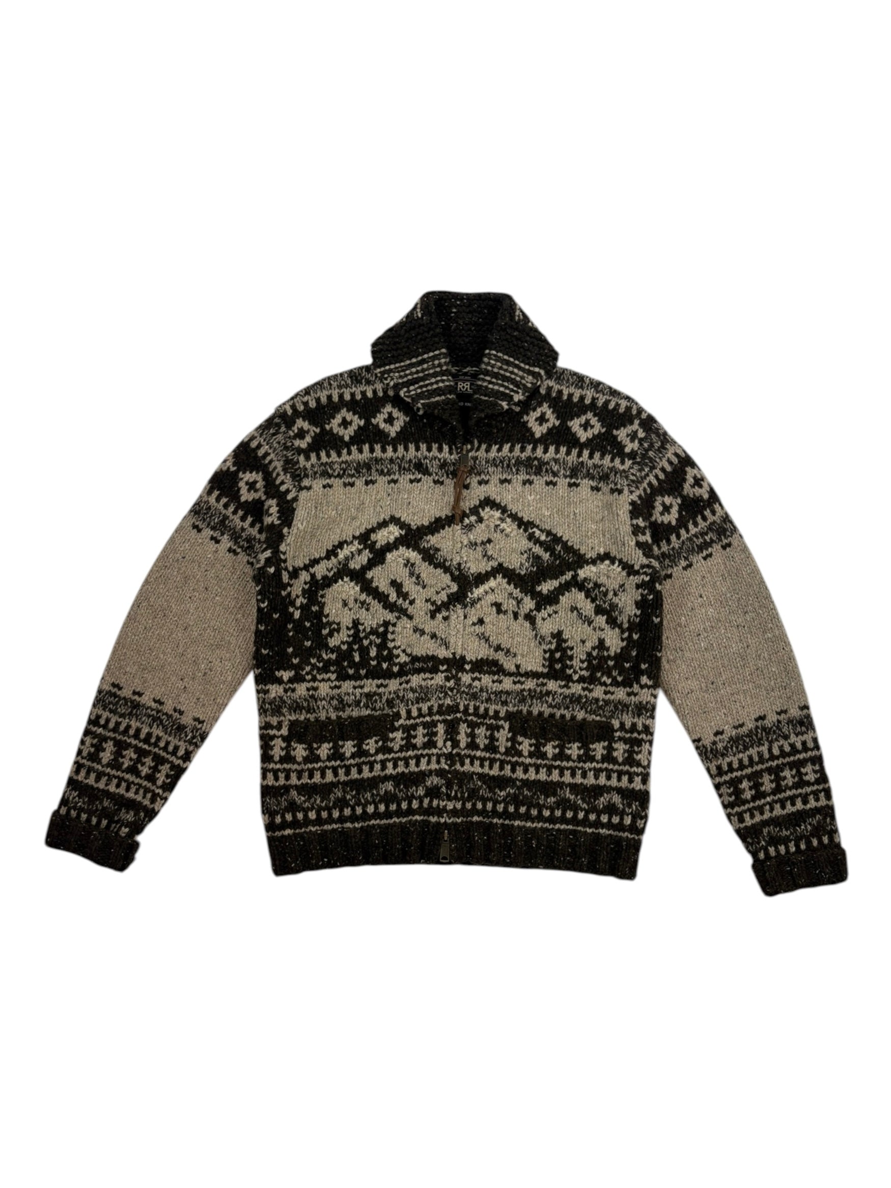 RRL Intarsia Shawl Collar Zip-Up Cardigan