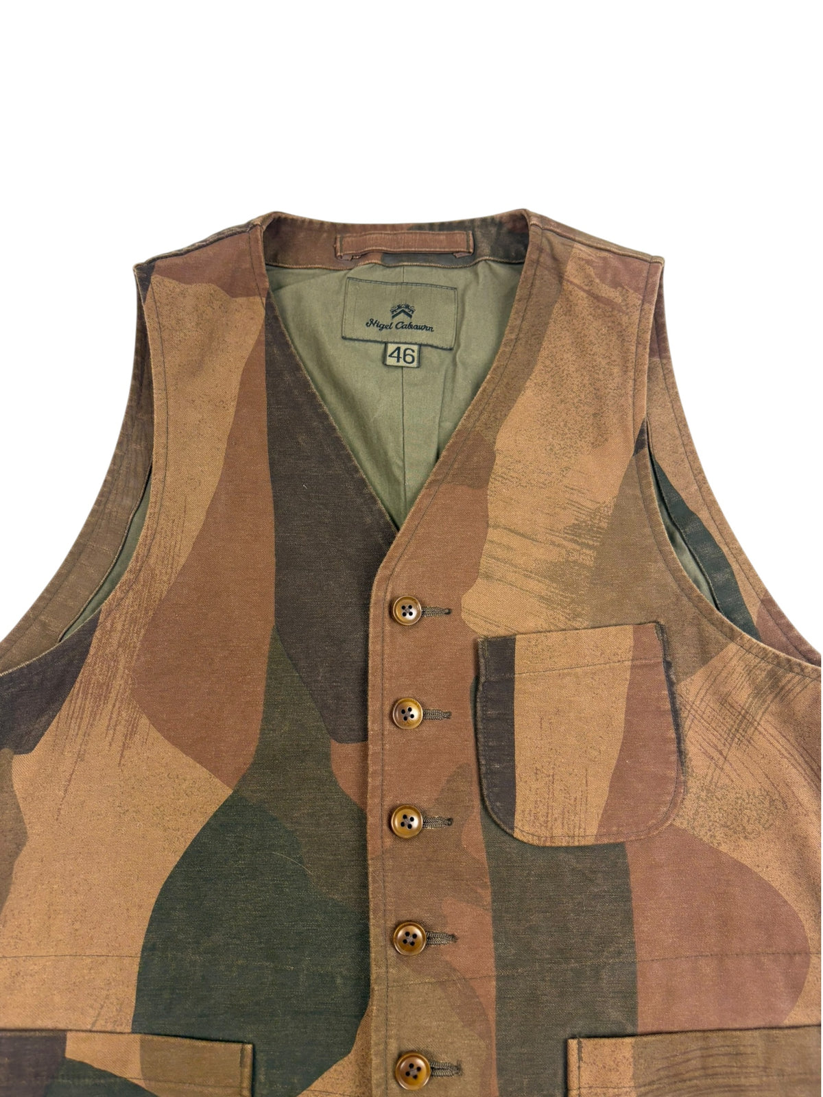 Nigel Cabourn Mainline Brush Stroke Camo Waistcoat