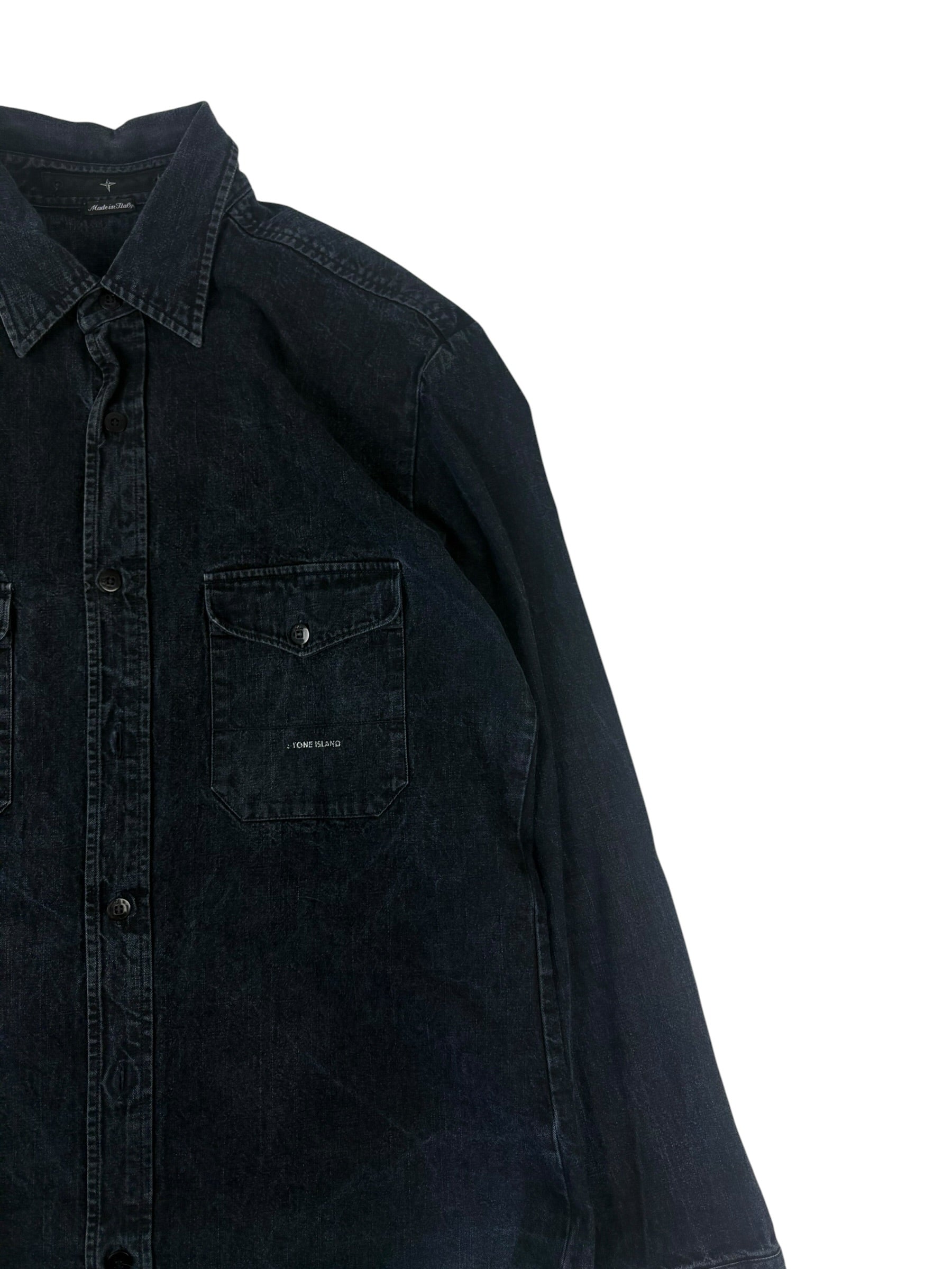 Stone Island Denims Black Washed Denim Shirt