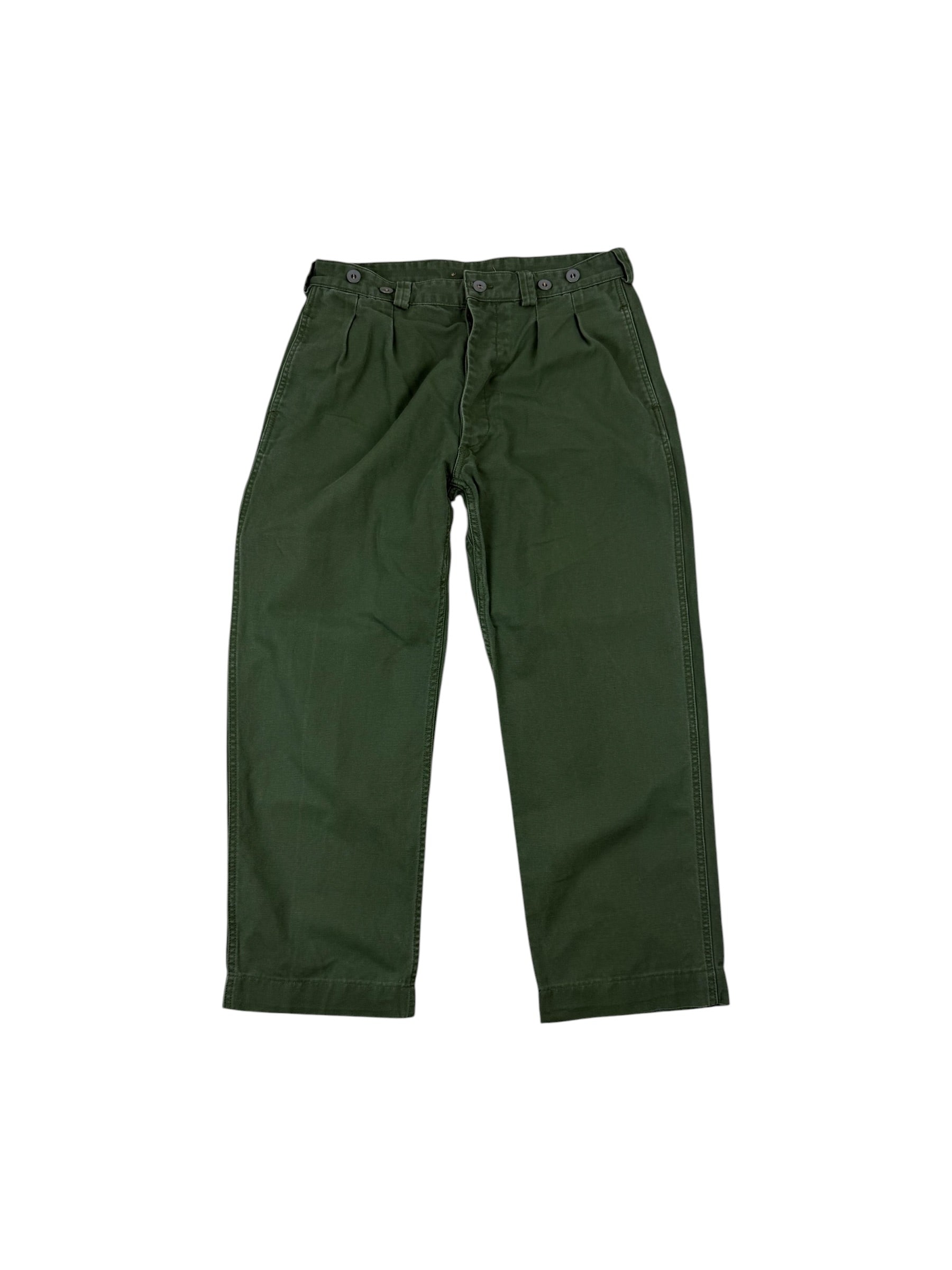 Nigel Cabourn Lybro Green Pleated Work Trousers