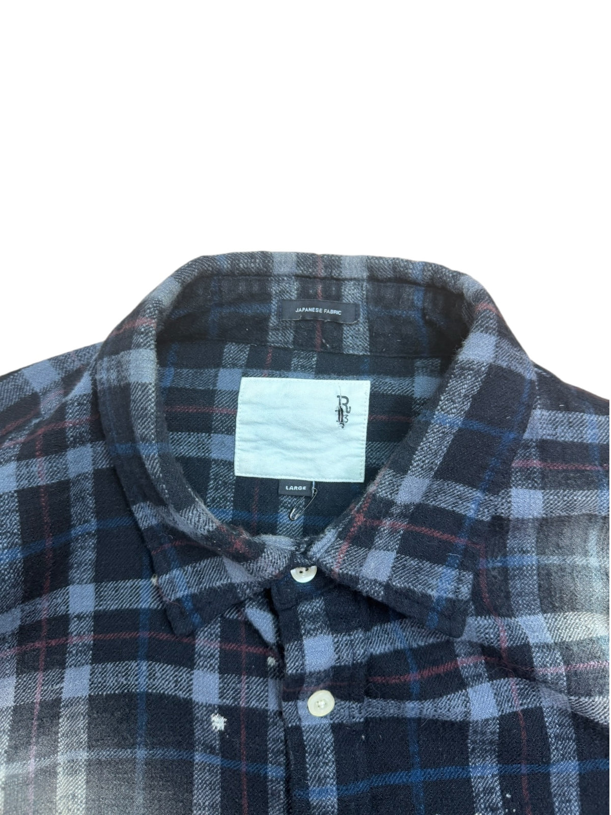 R13 Distressed Bleached Plaid Shirt