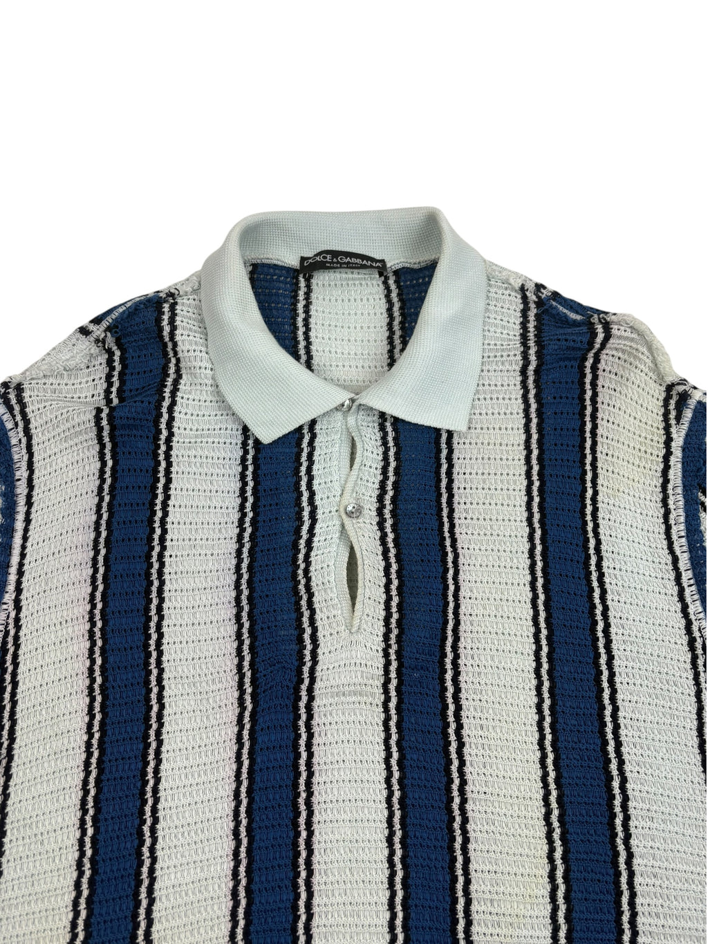Dolce & Gabbana 2000s Striped Open Knit Polo Shirt