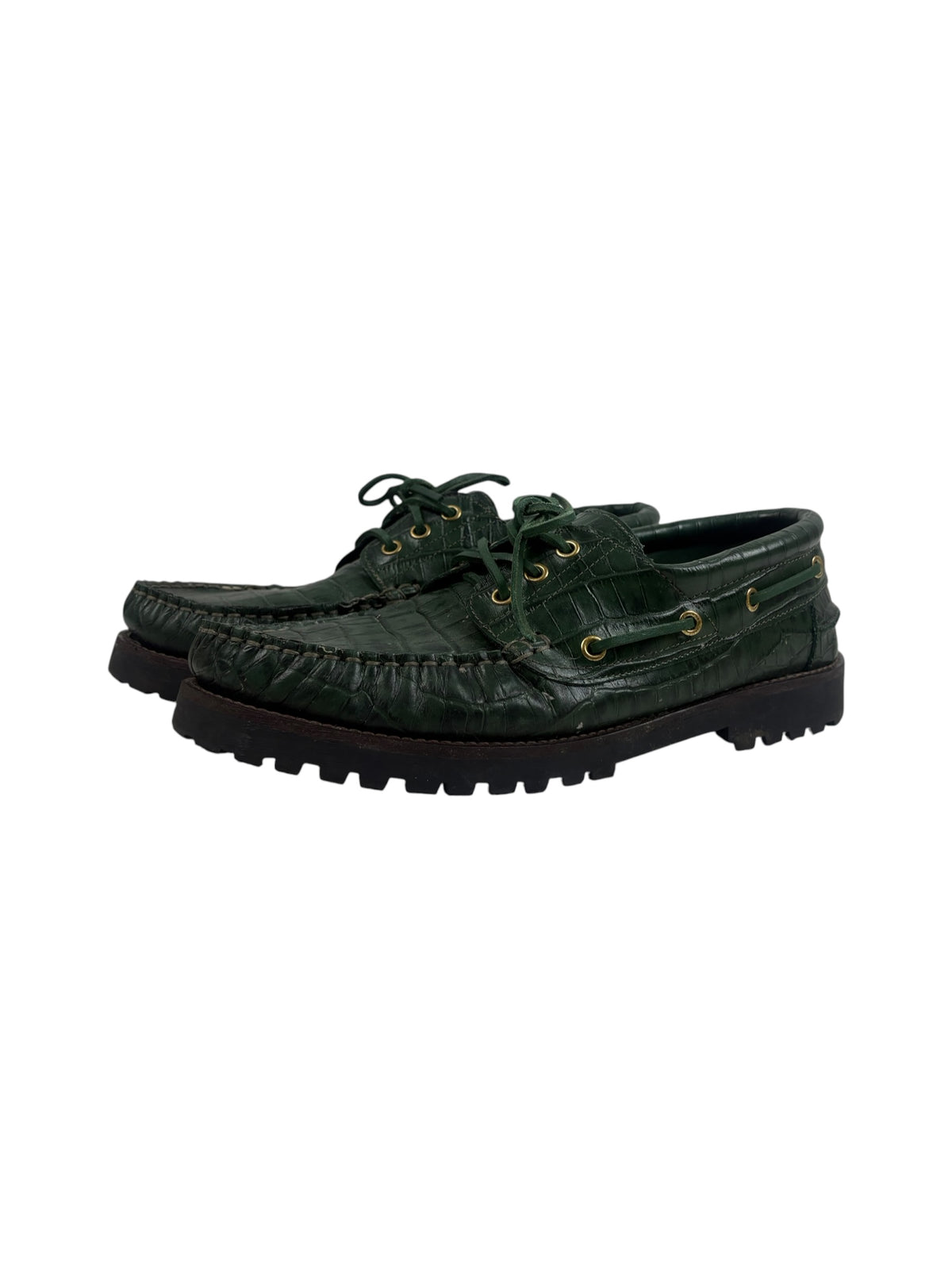 LUGS The Ally Deck Moss Croc Loafers