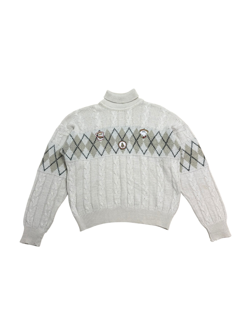 Ciao Cultured Clothing 80s Argyle Cable Knit Jumper