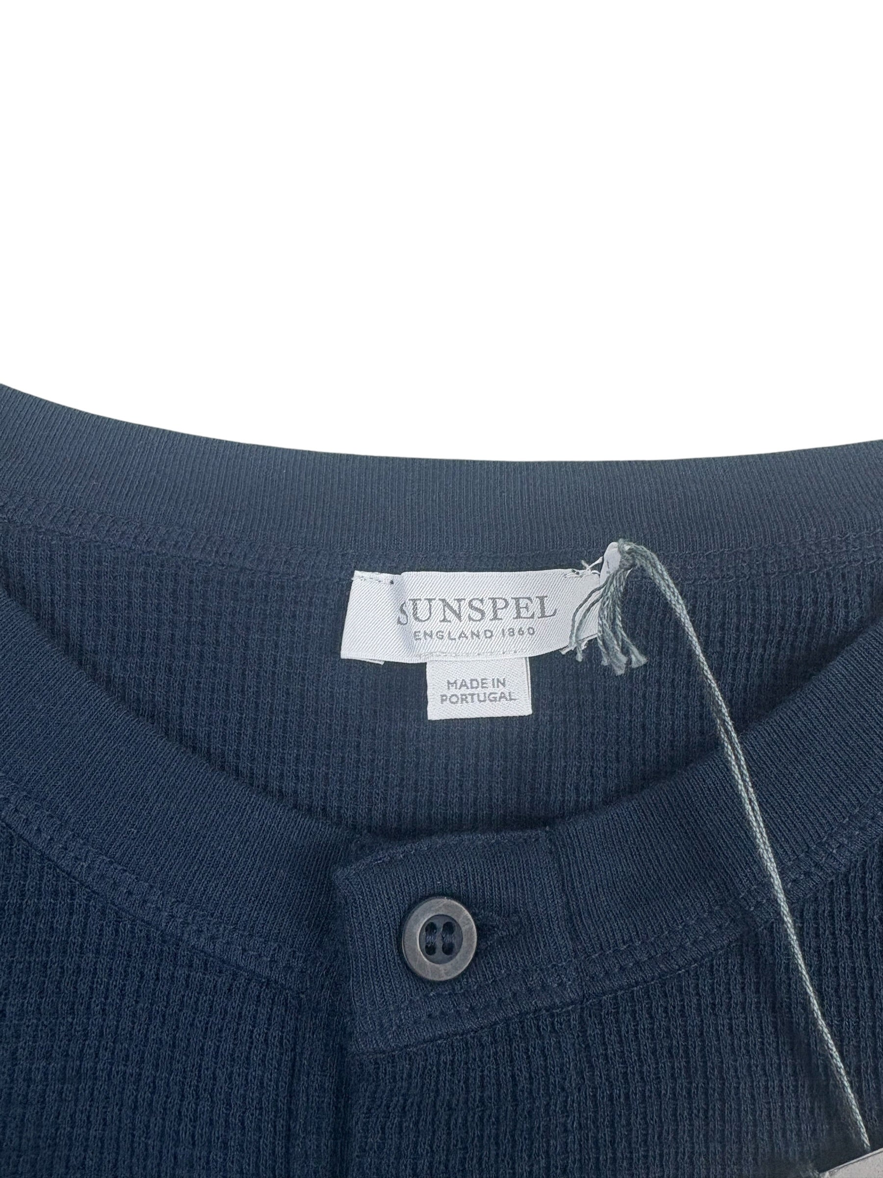 Sunspel Long Sleeve Waffle Henley Shirt