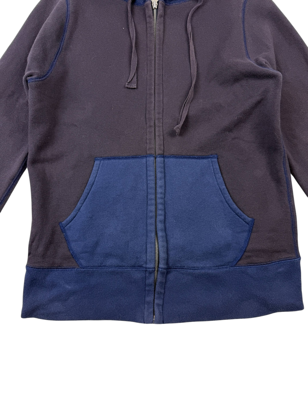 Nigel Cabourn Army Gym Navy Two-Tone Zip Up Hoodie