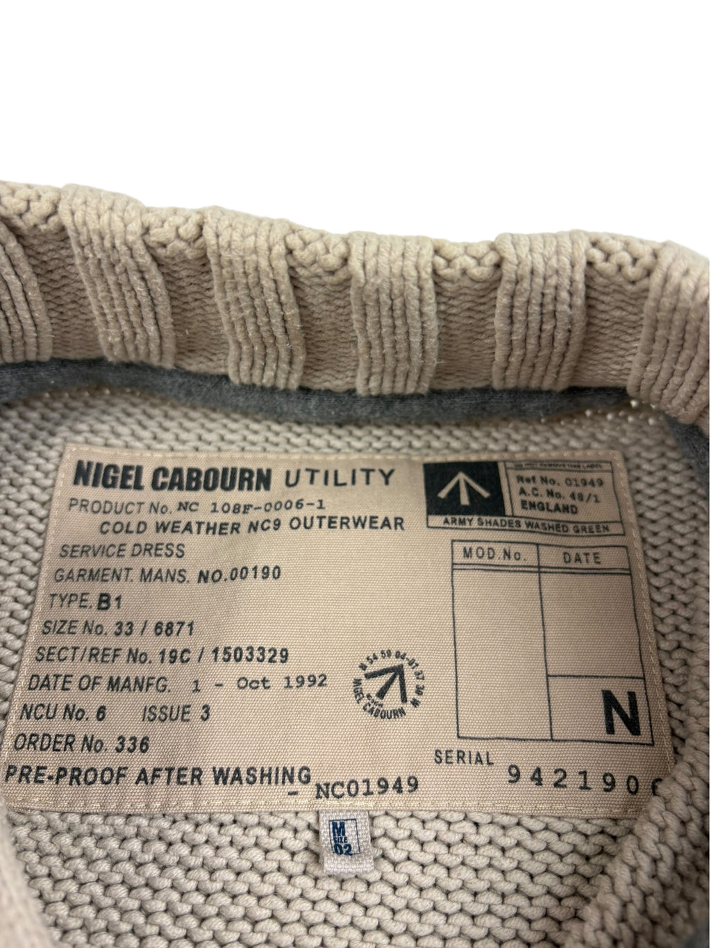 Nigel Cabourn Utility 2000s Broad Arrow Knit Cardigan