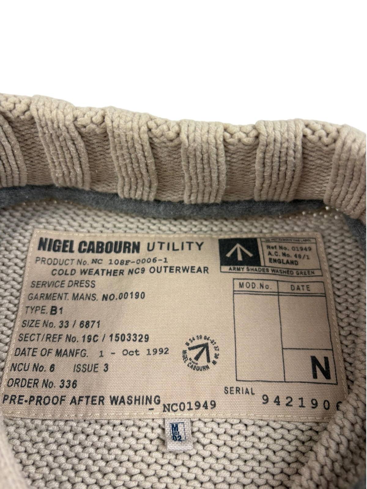 Nigel Cabourn Utility 2000s Broad Arrow Knit Cardigan