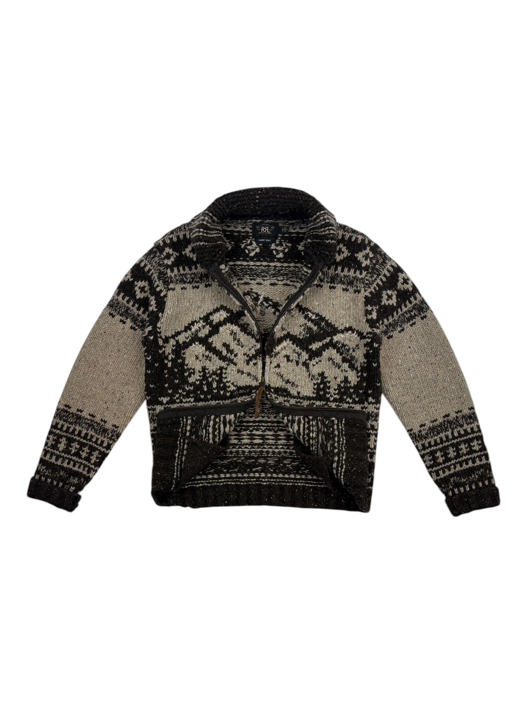 RRL Intarsia Shawl Collar Zip-Up Cardigan