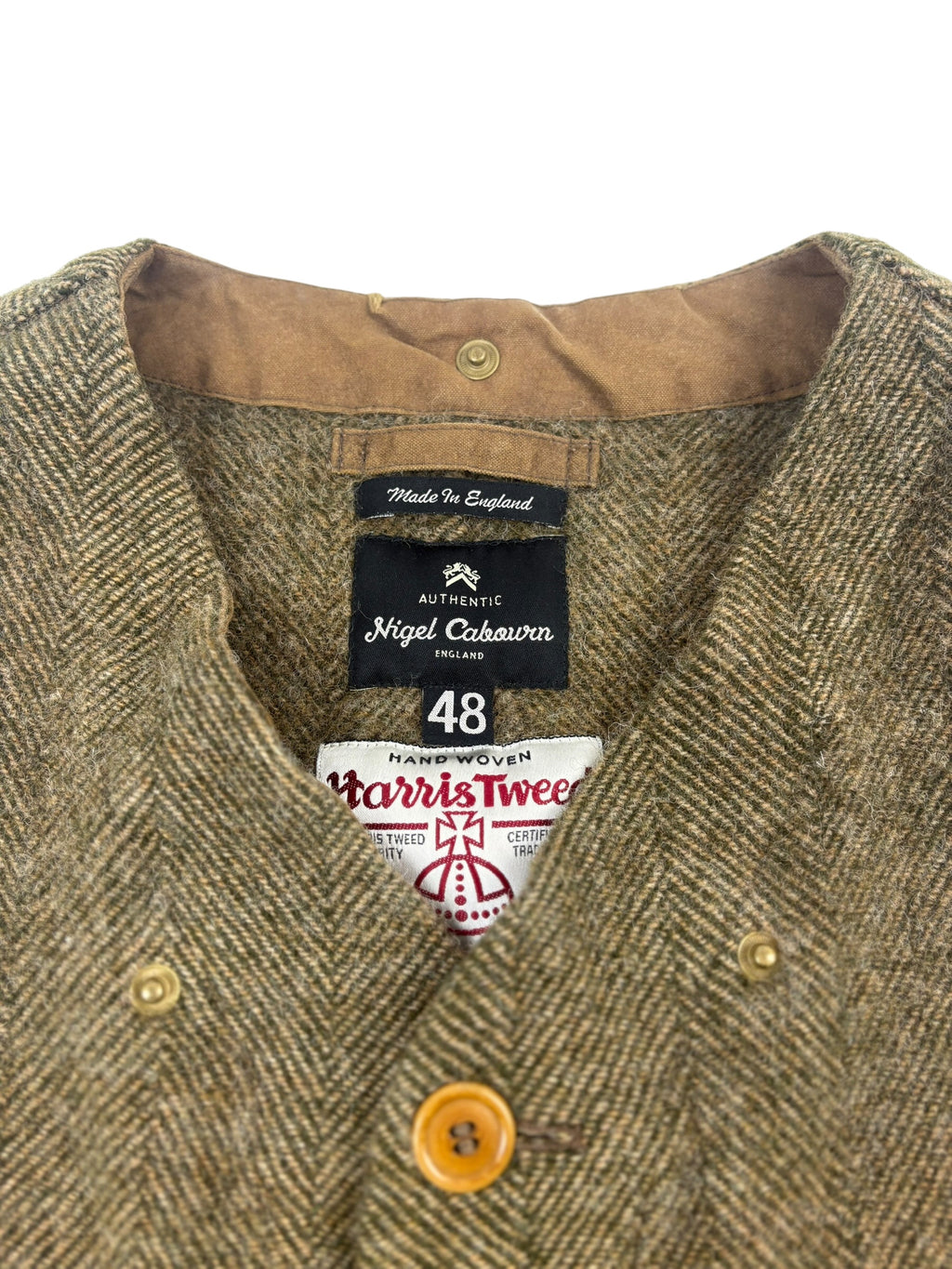 Nigel Cabourn Authentic Oil Cloth Harris Tweed Waistcoat