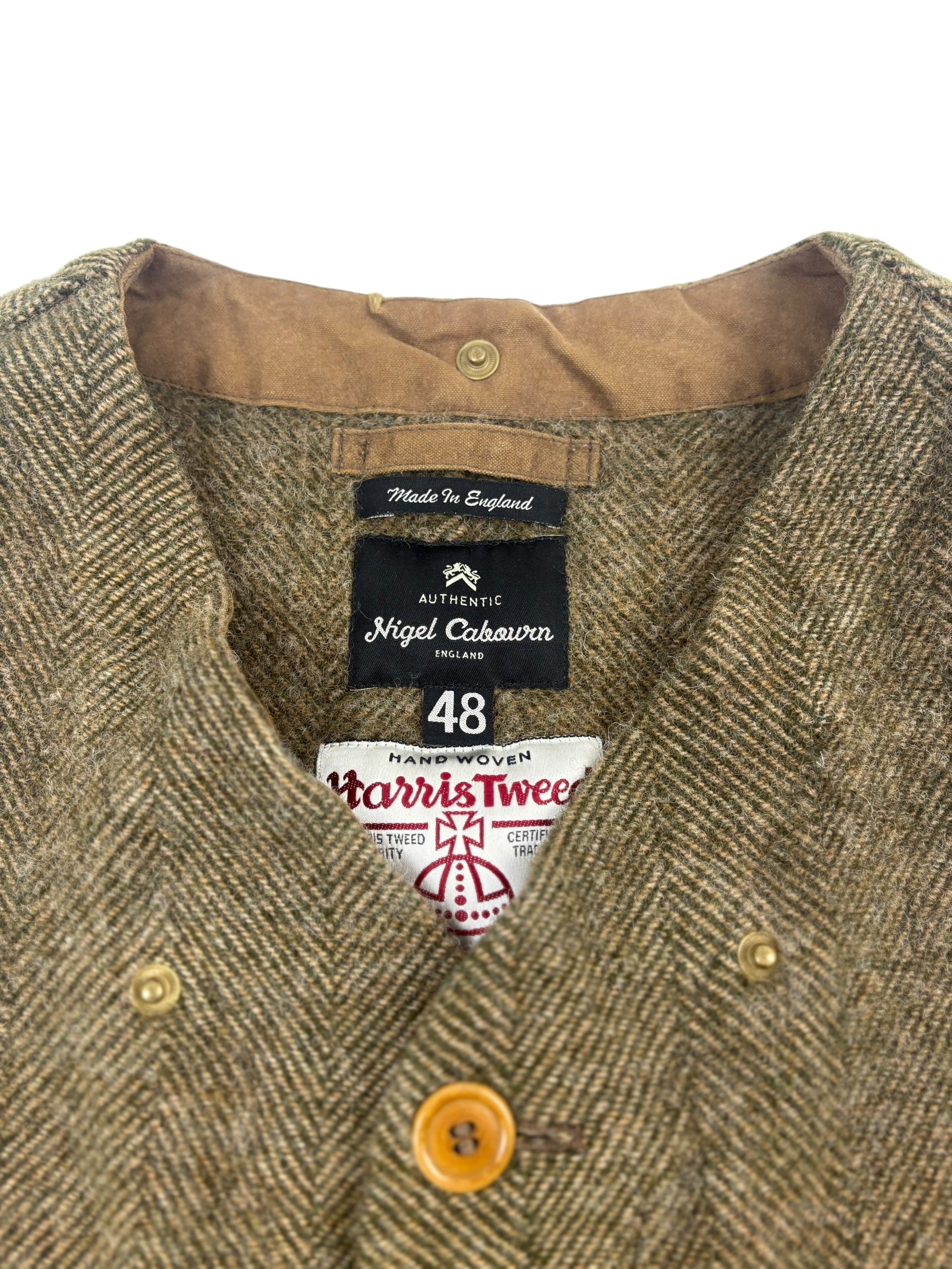 Nigel Cabourn Authentic Oil Cloth Harris Tweed Waistcoat