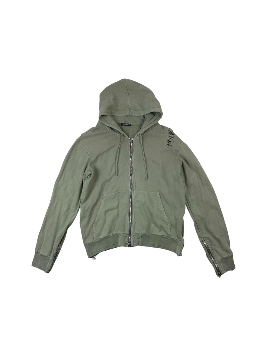 Balmain Distressed Side Zip Hoodie