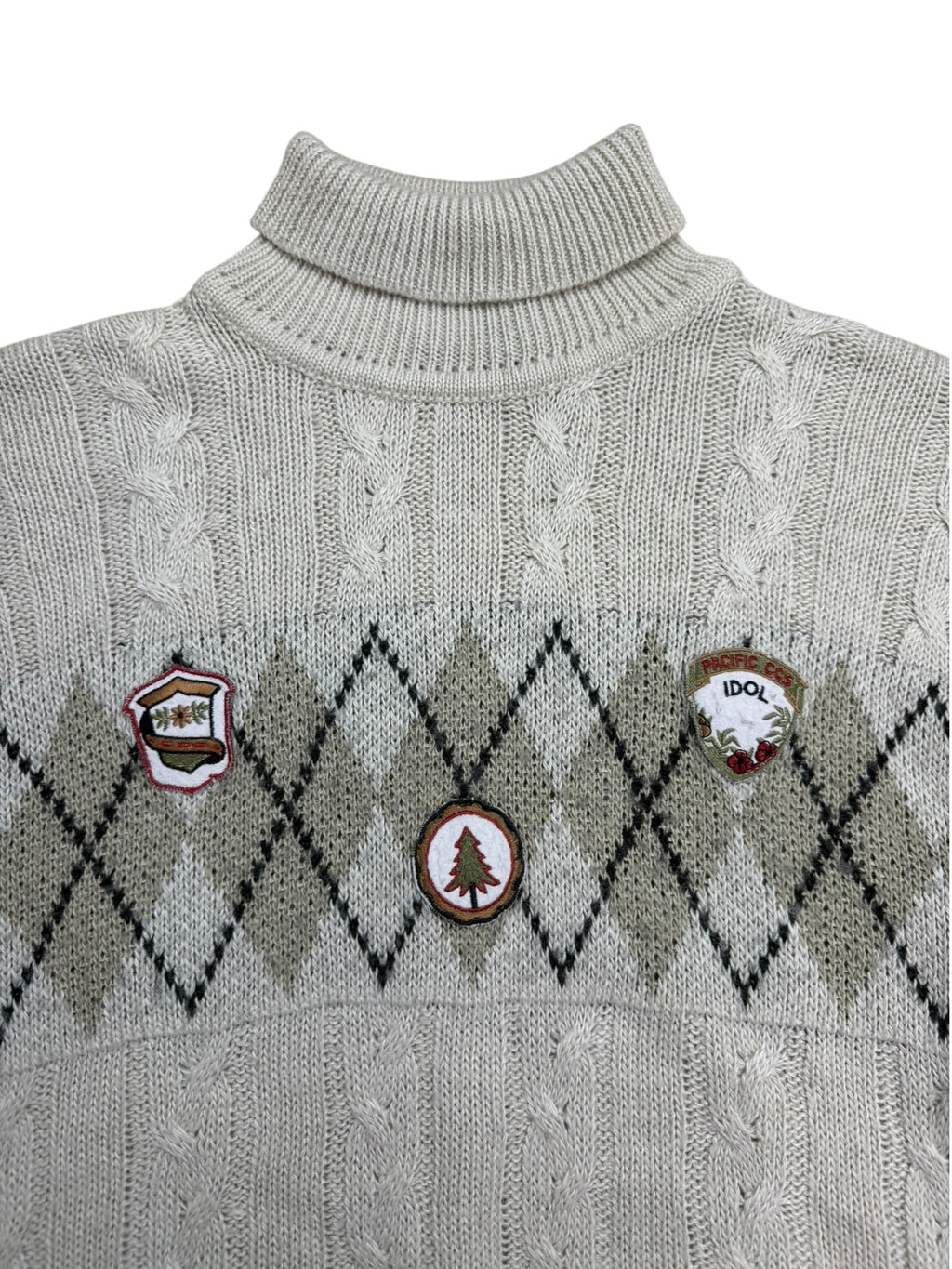 Ciao Cultured Clothing 80s Argyle Cable Knit Jumper