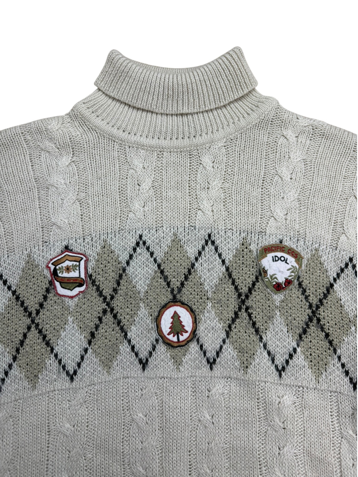 Ciao Cultured Clothing 80s Argyle Cable Knit Jumper