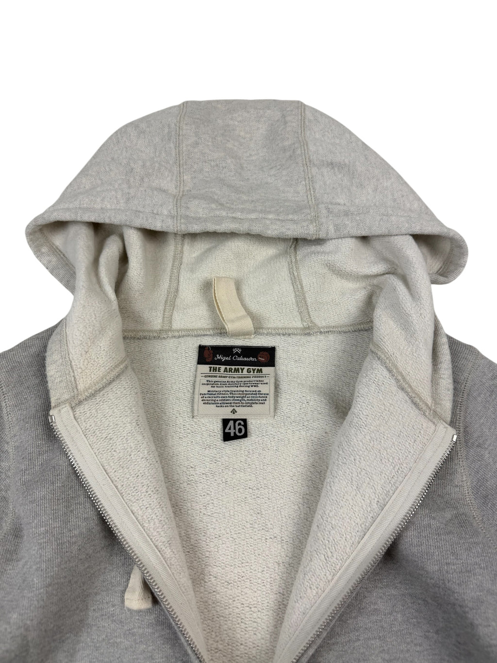 Nigel Cabourn Army Gym Grey Two-Tone Zip Up Hoodie