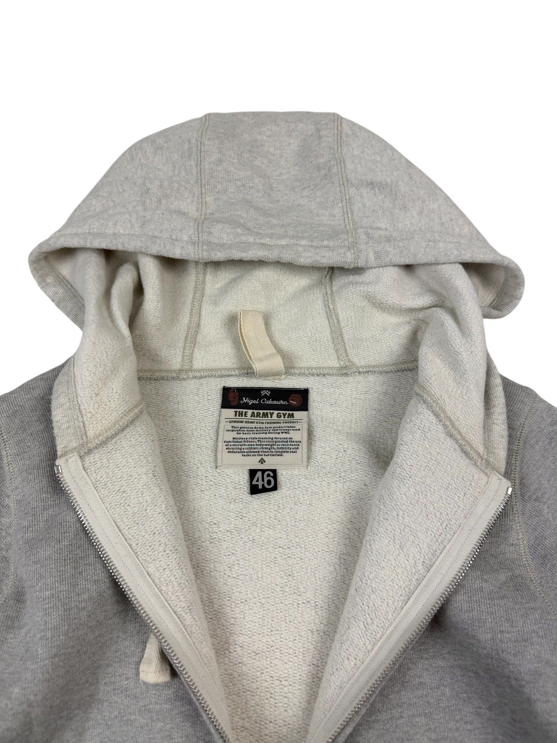 Nigel Cabourn Army Gym Grey Two-Tone Zip Up Hoodie