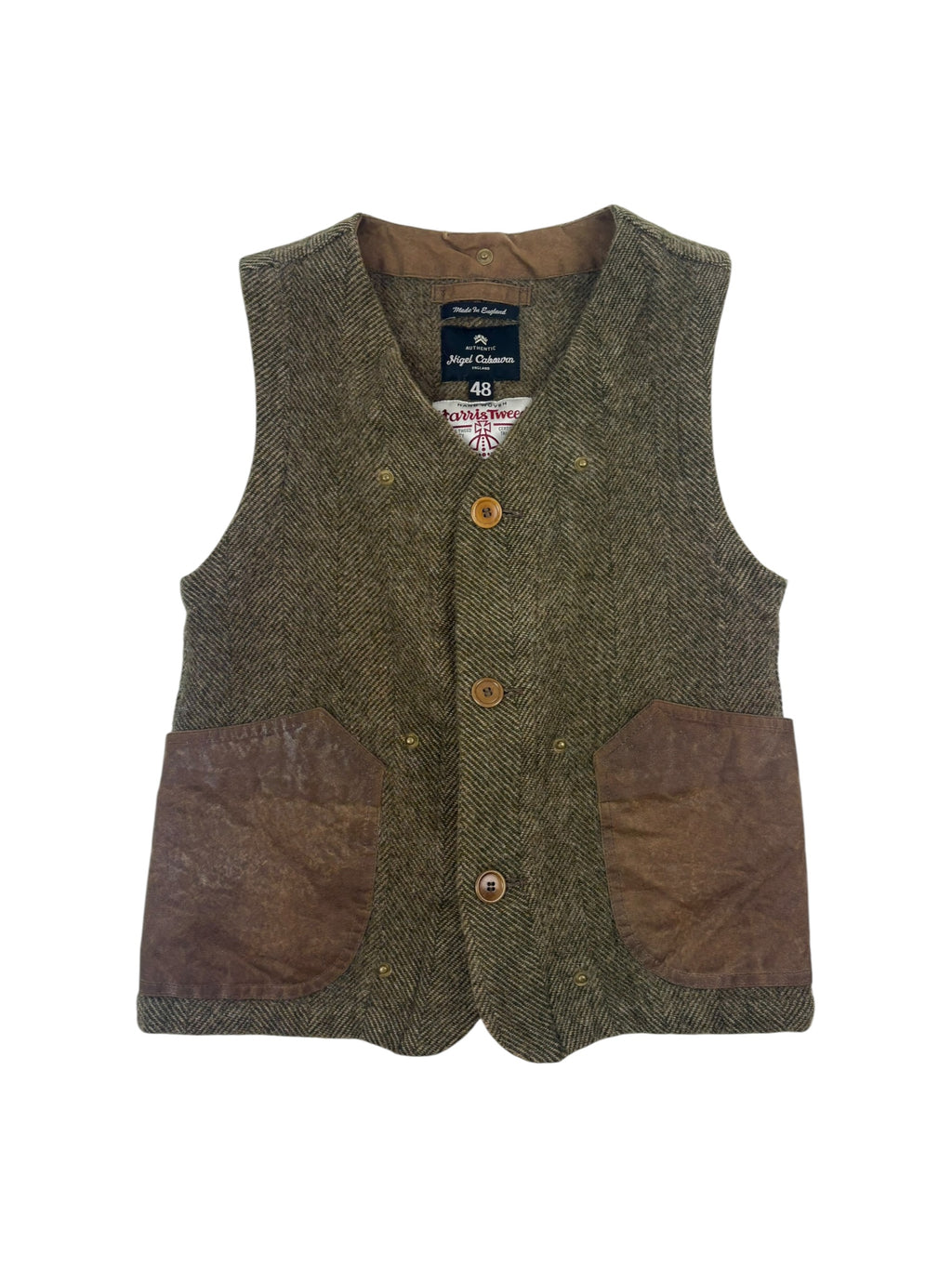 Nigel Cabourn Authentic Oil Cloth Harris Tweed Waistcoat