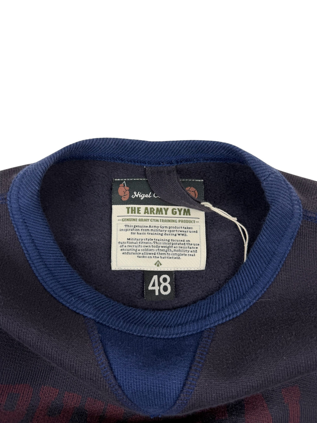 Nigel Cabourn Army Gym Printed Mélange Navy Block Sweatshirt