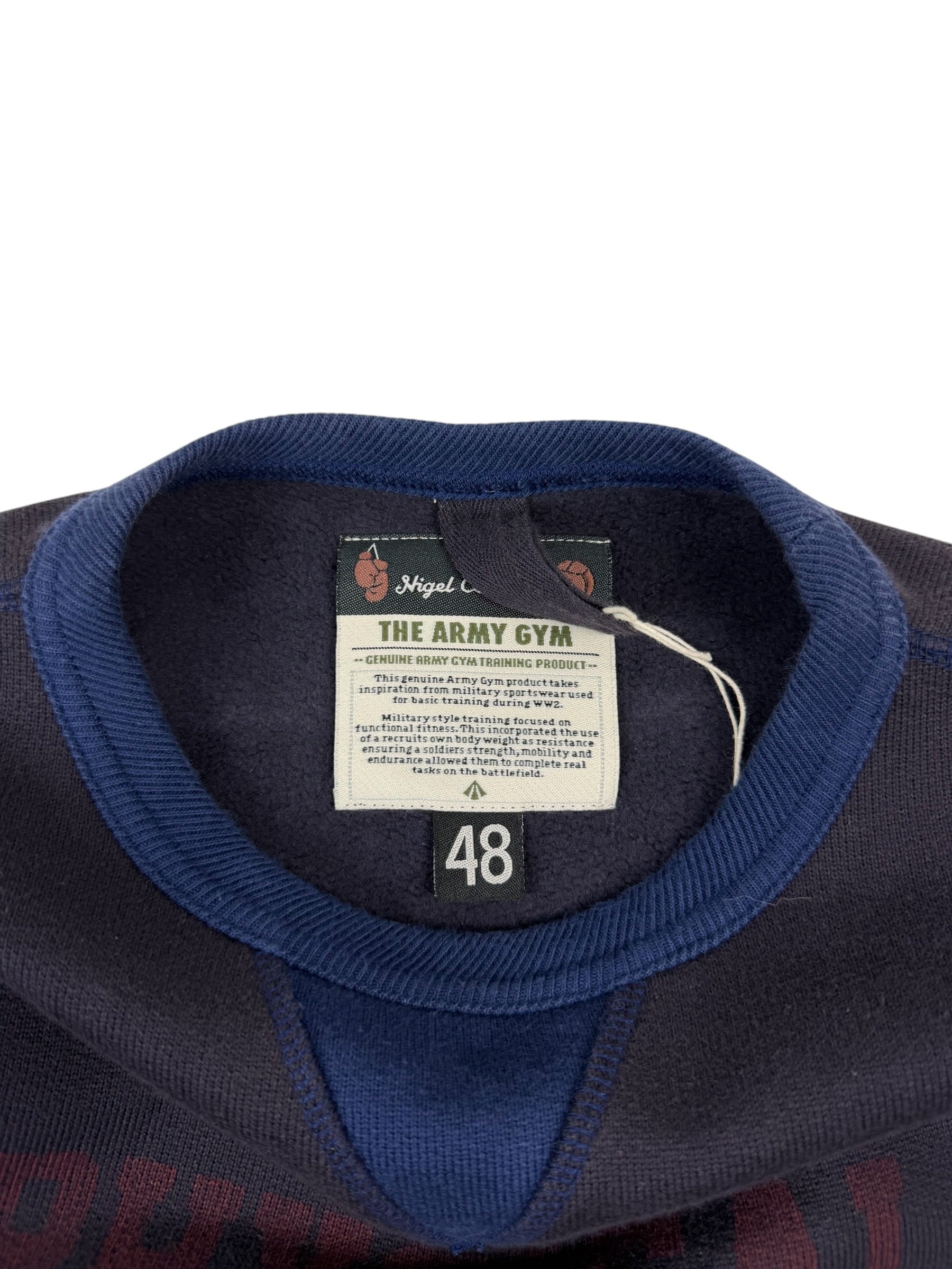 Nigel Cabourn Army Gym Printed Mélange Navy Block Sweatshirt