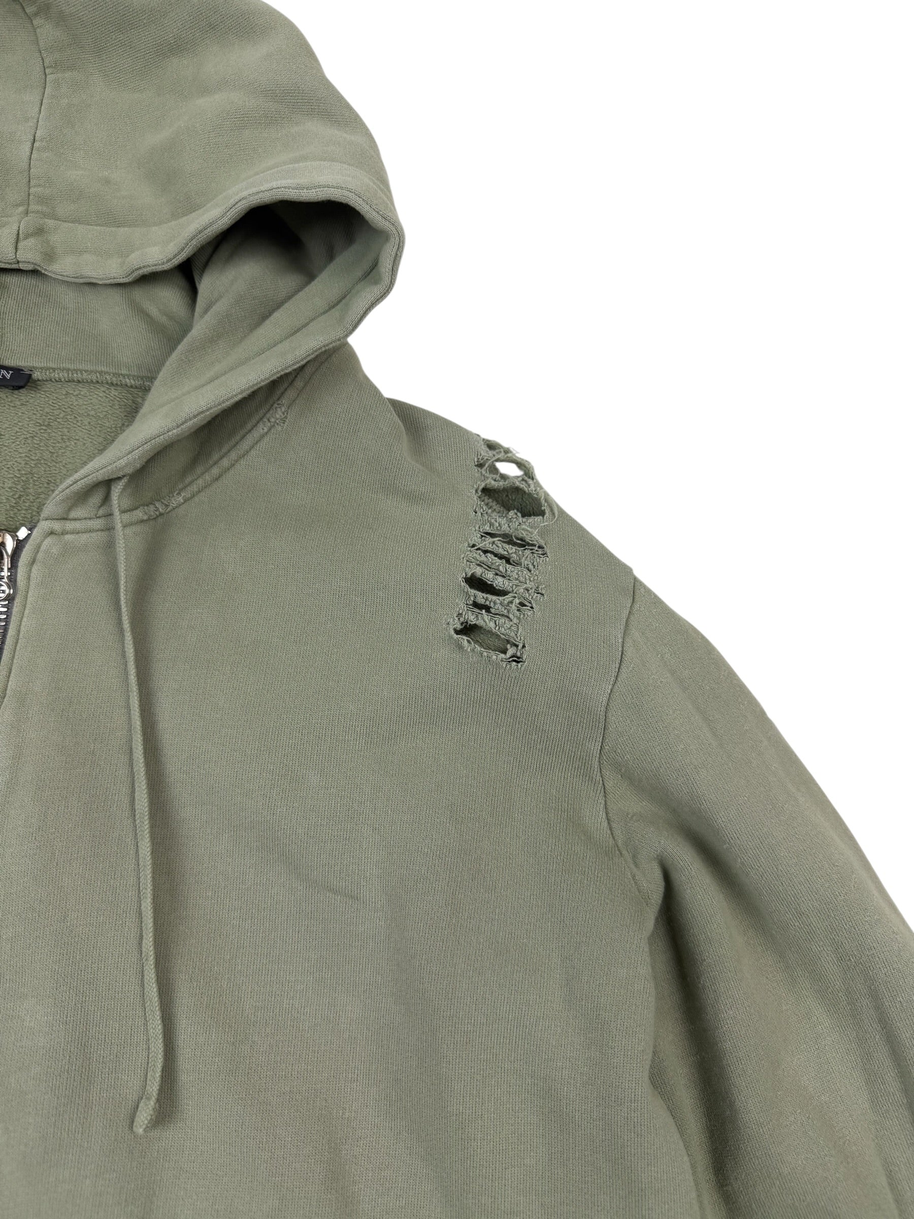 Balmain Distressed Side Zip Hoodie