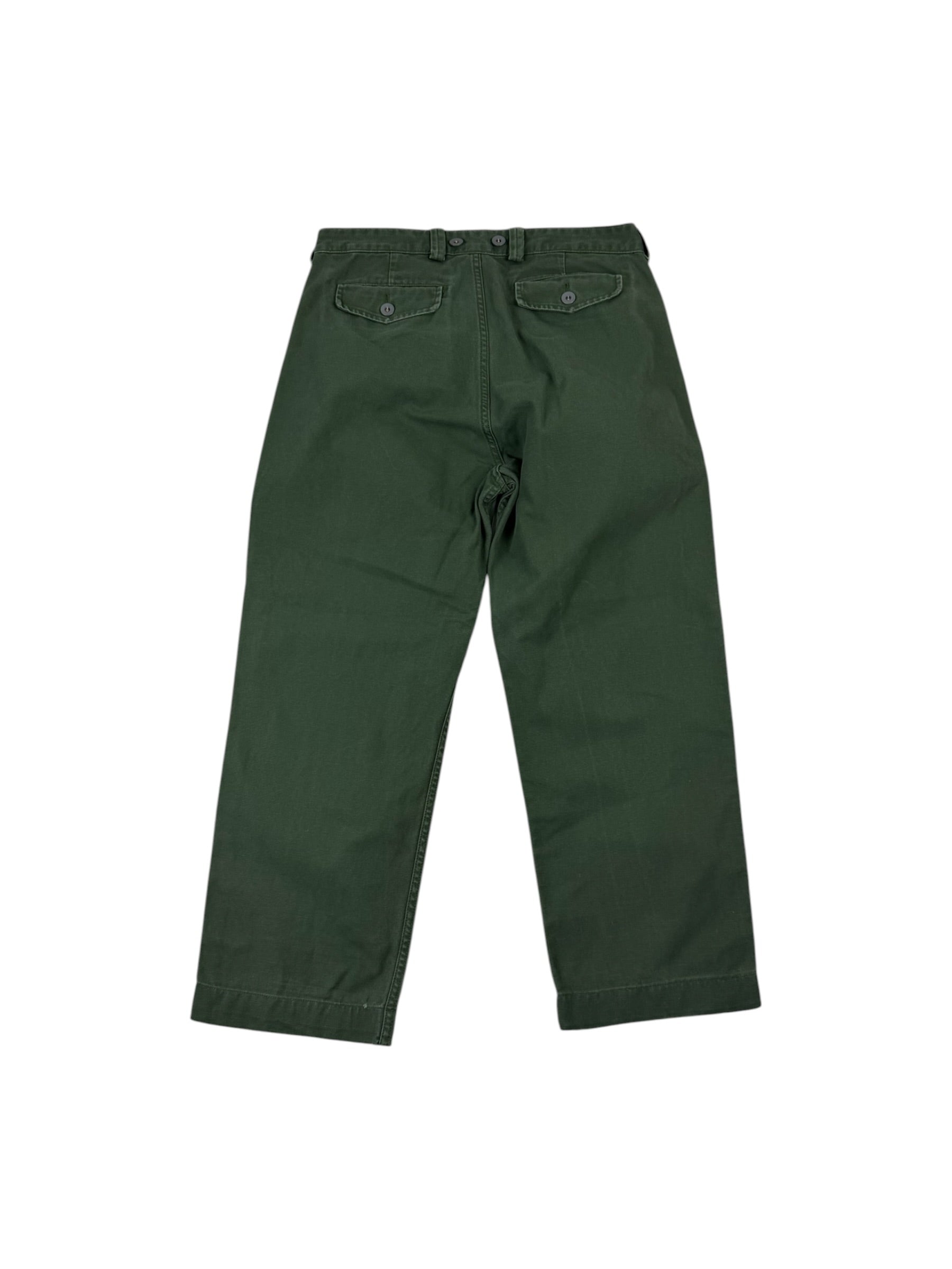 Nigel Cabourn Lybro Green Pleated Work Trousers