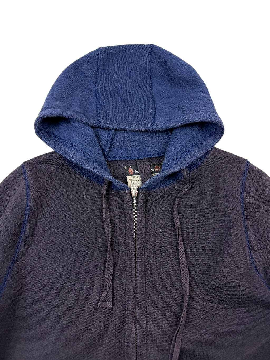 Nigel Cabourn Army Gym Navy Two-Tone Zip Up Hoodie